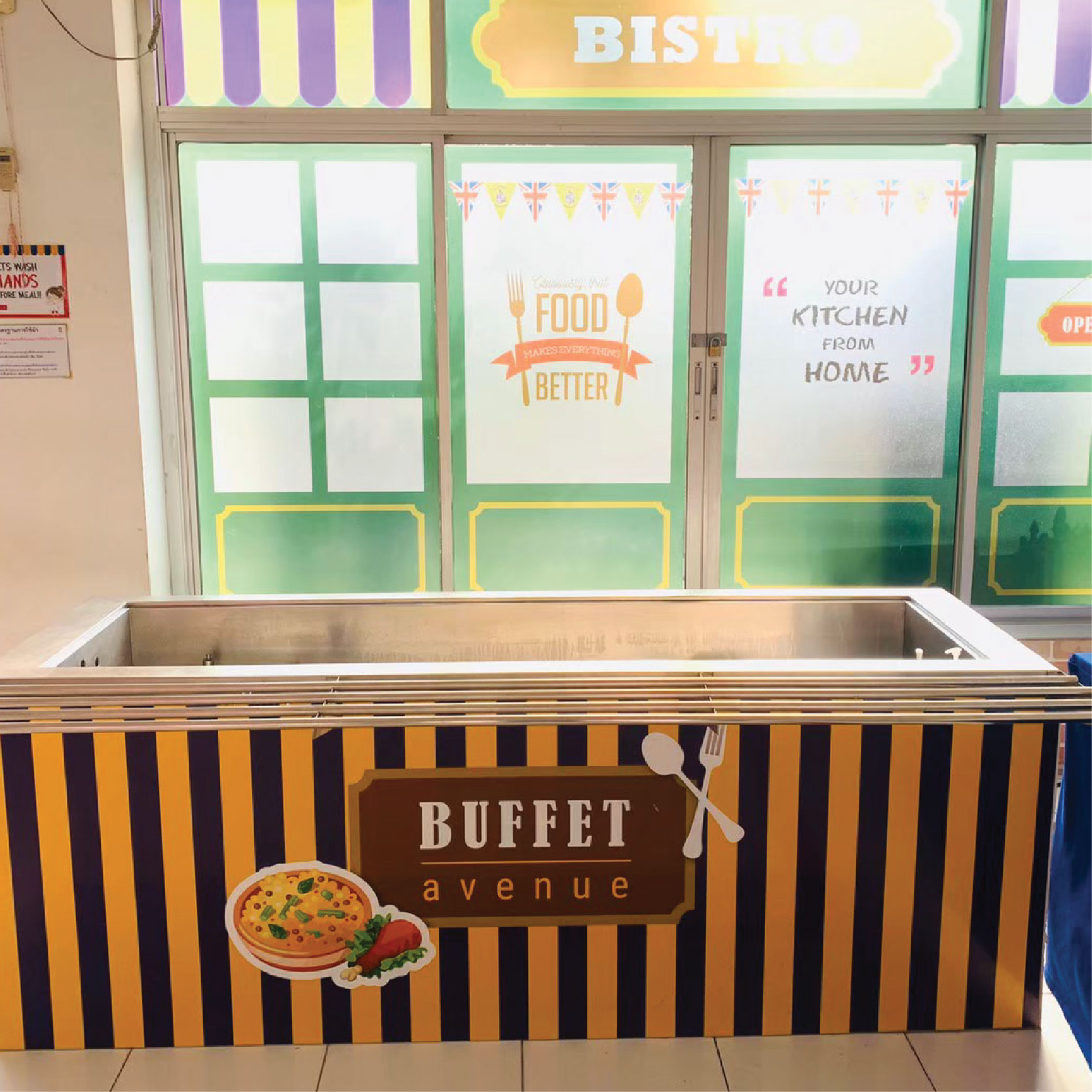 a clean buffet avenue food stall at a canteen as one of foodhouse catering services- foodhouse
