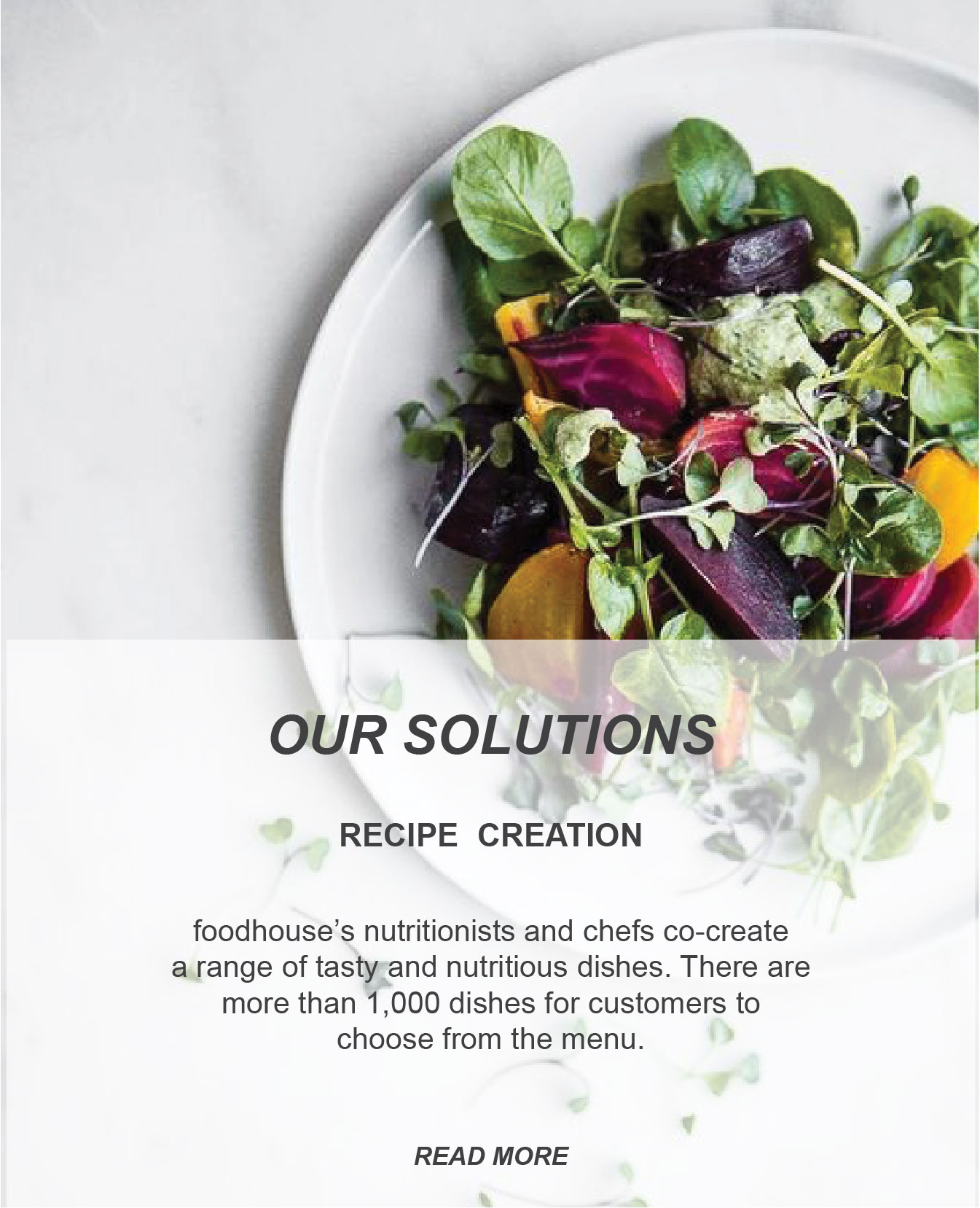recipe creation solution from nutritionists and chefs that co-create a range of tasty and nutritious dishes by food house catering service - foodhouse